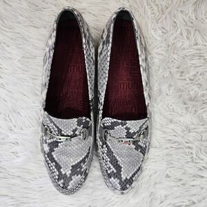 Munro Sz 8.5 Gray‎ Snake Print Harrison Leather Horsebit Slip On Loafer Shoes